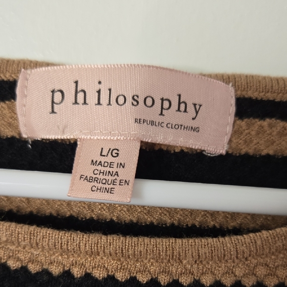 Philosophy Black and Tan Striped Sweater - Picture 2 of 4